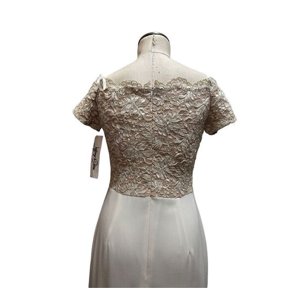 Vtg Jeffrey & Dara Evenings Tom Barra Ivory Gold Off Shoulder Formal Dress New 6 - Picture 3 of 10